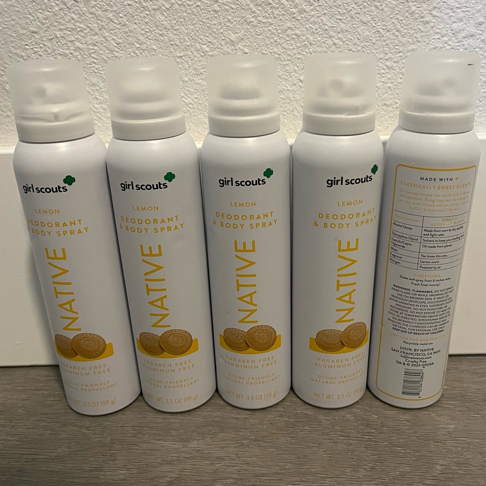 Bundle of 5 Native Girl Scouts Lemon Deodorant & Body Spray Sprays Deodorants LE